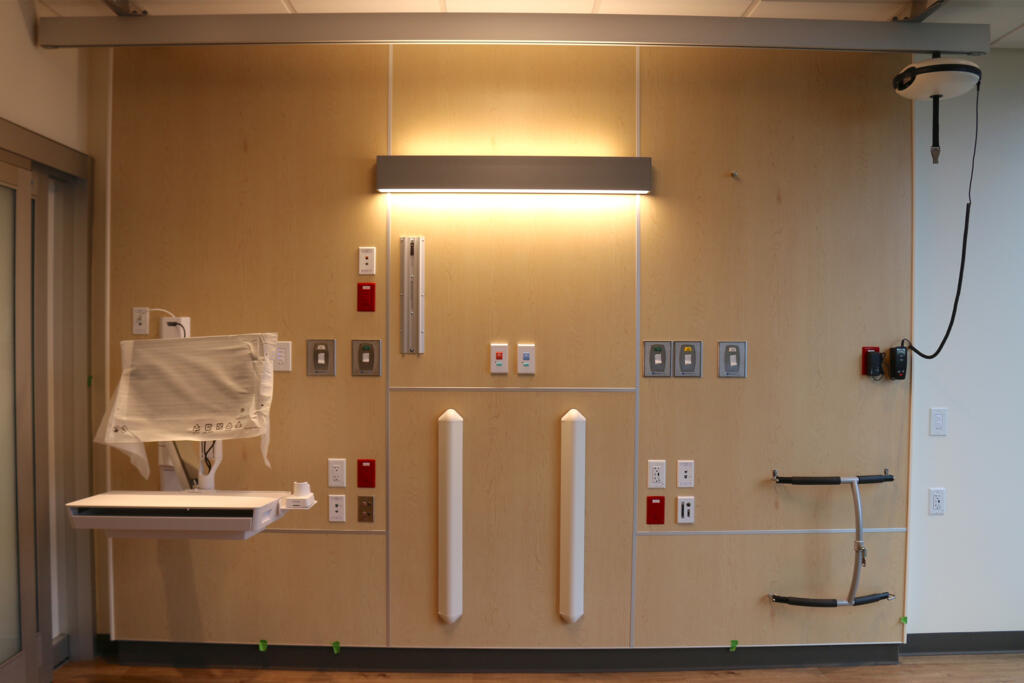 Finished prefab headwalls installed at healthcare building